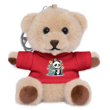 Kuschelpanda unter Wolkendecke - Teddy Schlüsselanhänger - Rot - Vorne