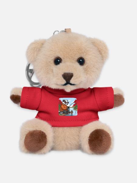 Cool badger fishing at the lake - Teddy Keyring - red