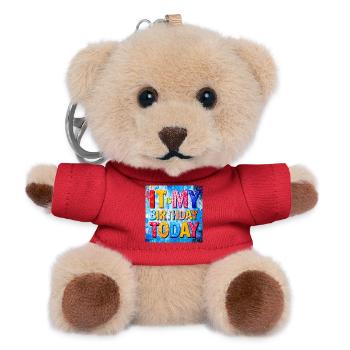 Heute habe ich Geburtstag. - Teddy Schlüsselanhänger - Rot - Vorne