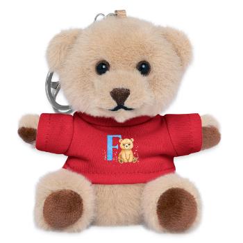 Aquarell Bär mit Buchstabe F - Teddy Schlüsselanhänger - Rot - Vorne