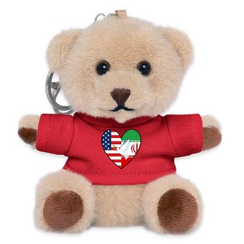 USA Iran Flaggen Frieden Taube Peace - Teddy Schlüsselanhänger - Rot - Vorne