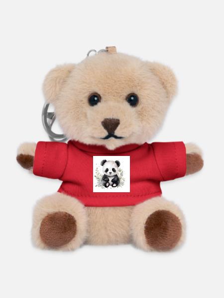 Panda cuddly friend in watercolor - Teddy Keyring - red