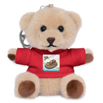 Poursuite fluviale en bateau à air steampunk - Porte-clés ourson - rouge - Devant