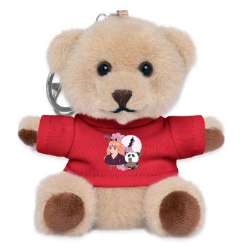 Manga-Mädchen und Panda mit Beinprothese - Teddy Schlüsselanhänger - Rot - Vorne