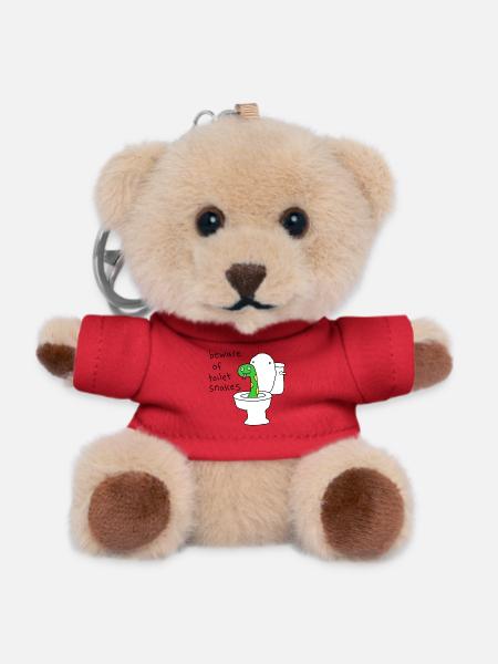 Vorsicht vor Toilettenschlangen - Teddy Schlüsselanhänger - Rot