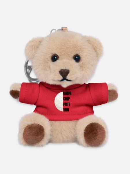Drive Chip Putt Win - Golf Slogan - Teddy Keyring - red