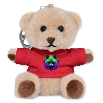 Lebendiges Regenbogenpomeranian-Pop-Art-Hundeporträt - Teddy Schlüsselanhänger - Rot - Vorne
