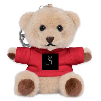 Minimalist cat on black - Teddy Keyring - red - Front