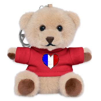 France heart flag used - Teddy Keyring - red - Front