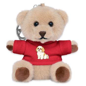 Niedliche Shih Tzu-Illustration - Teddy Schlüsselanhänger - Rot - Vorne