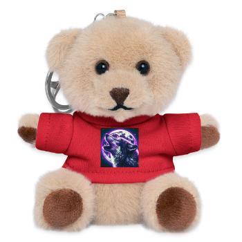 Wolf heult zum Vollmond - Teddy Schlüsselanhänger - Rot - Vorne