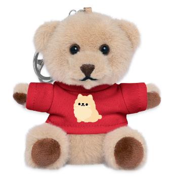 Petit poméranien pastel - Porte-clés ourson - rouge - Devant