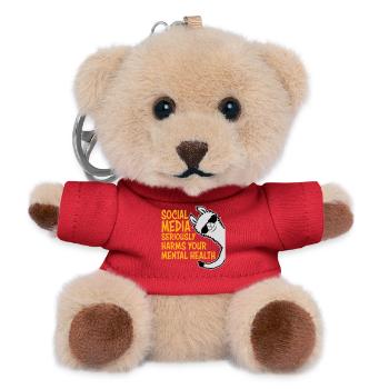 Social Media Seriously Harms Mental Health Lama - Teddy Schlüsselanhänger - Rot - Vorne