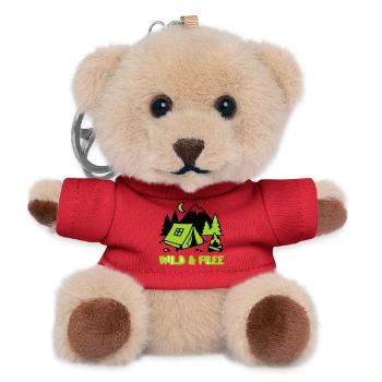 Camping Zelt Natur Grafik - Teddy Schlüsselanhänger - Rot - Vorne