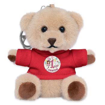1. Geburtstag Ballerina  - Teddy Schlüsselanhänger - Rot - Vorne