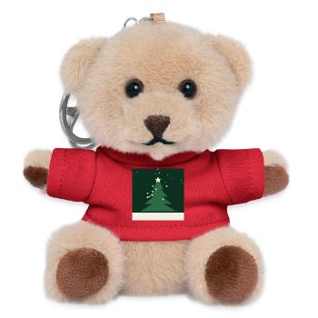 Minimalist Christmas Tree Green Star - Teddy Keyring - red - Front