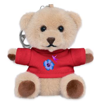 Hibiscus and flying fairies silhouette - Teddy Keyring - red - Front