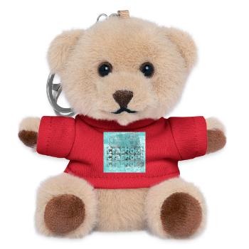Noisy typo graphics in cyan look - Teddy Keyring - red - Front