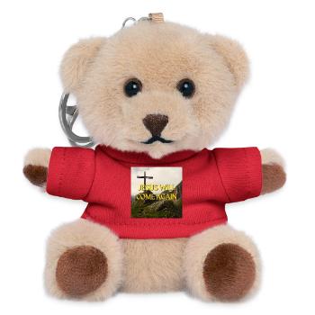Jesus Will Come Again Mountain Cross Spiritual Gra - Teddy Keyring - red - Front