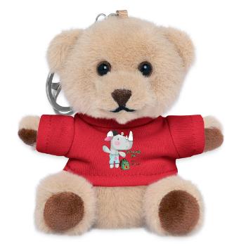  Schulstart Einschulung Dino - Teddy Schlüsselanhänger - Rot - Vorne