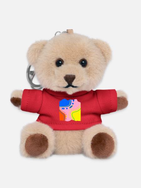 Abstraktes Farbfluss Kunstwerk - Teddy Schlüsselanhänger - Rot