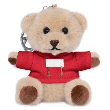 Cartoon Wooden Sign Advertising Banner - Teddy Keyring - red - Front