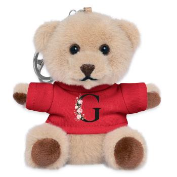 G Buchstabe Monogram Floral - Teddy Schlüsselanhänger - Rot - Vorne