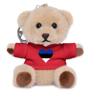 Estland Herzflagge Grunge - Teddy Schlüsselanhänger - Rot - Vorne