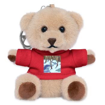 Pastell-Stil Winterwald - Teddy Schlüsselanhänger - Rot - Vorne
