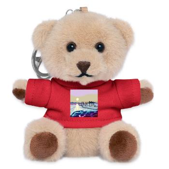 Westlich über die Wellen mit einem Pier - Teddy Schlüsselanhänger - Rot - Vorne