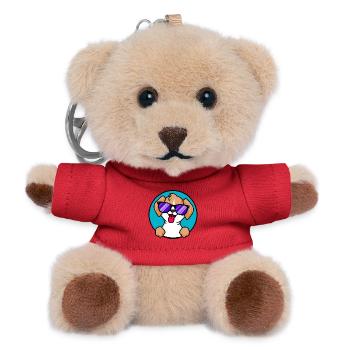 Mignon petit chien avec des lunettes de soleil - Porte-clés ourson - rouge - Devant