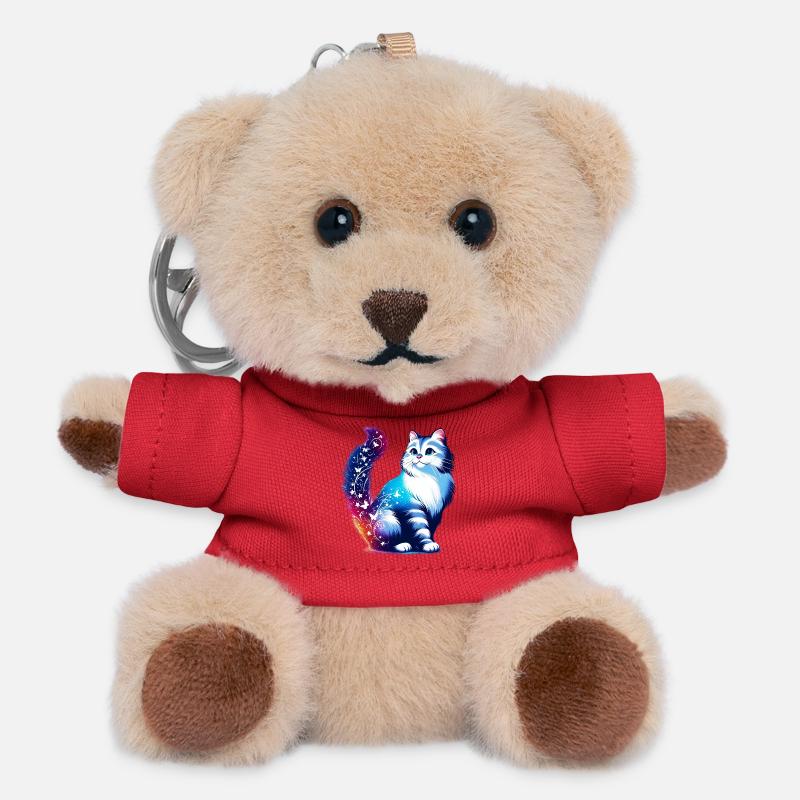 Katze - Teddy Schlüsselanhänger - Rot