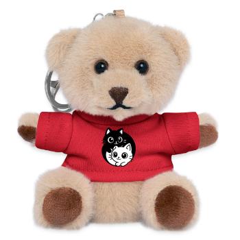 Ying Yang Kawaii Katzen Symbol - Teddy Schlüsselanhänger - Rot - Vorne