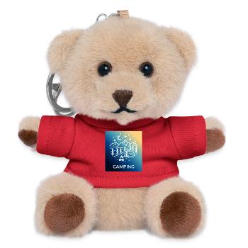 Nacht Wald Camping Zelten - Teddy Schlüsselanhänger - Rot - Vorne