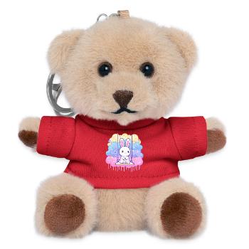 Cuddly bunny on cloud swing - Teddy Keyring - red - Front