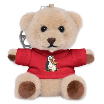 Cute Penguin Spill Pizza Italian Food - Teddy Keyring - red - Front