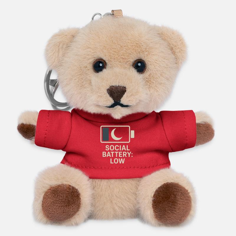 Low battery - Teddy Keyring - red