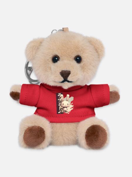 Love me bunny in sketch style - Teddy Keyring - red