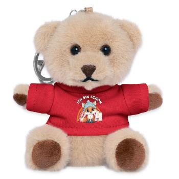 4. Geburtstag Fuchs Regenbogen Süß Niedlich - Teddy Schlüsselanhänger - Rot - Vorne