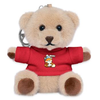 Winterkuschel Fuchs mit Mütze - Teddy Schlüsselanhänger - Rot - Vorne