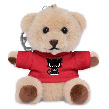 Goth Punk Cat - Teddy Keyring - red - Front