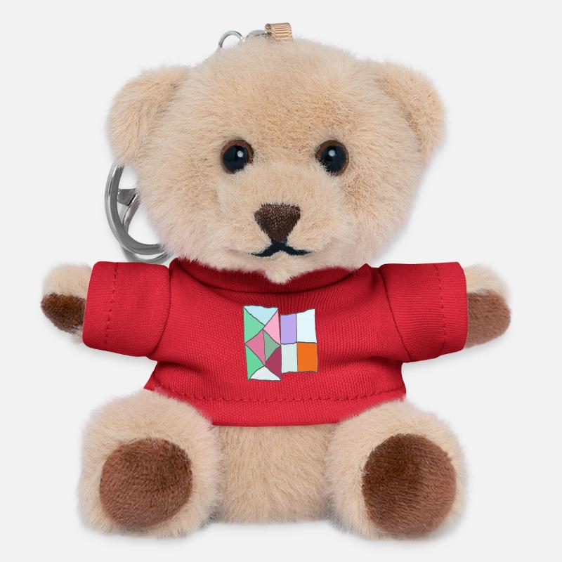 Geometric Quilt Block Mosaic - Teddy Keyring - red