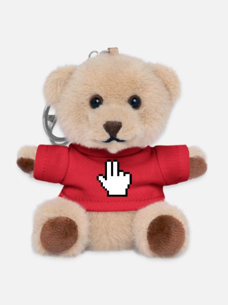 Mouse hand 2 fingers - Teddy Keyring - red