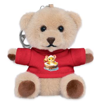 Cute mouse bathing - Teddy Keyring - red - Front