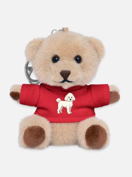 Weisser Pudel - Teddy Schlüsselanhänger - Rot