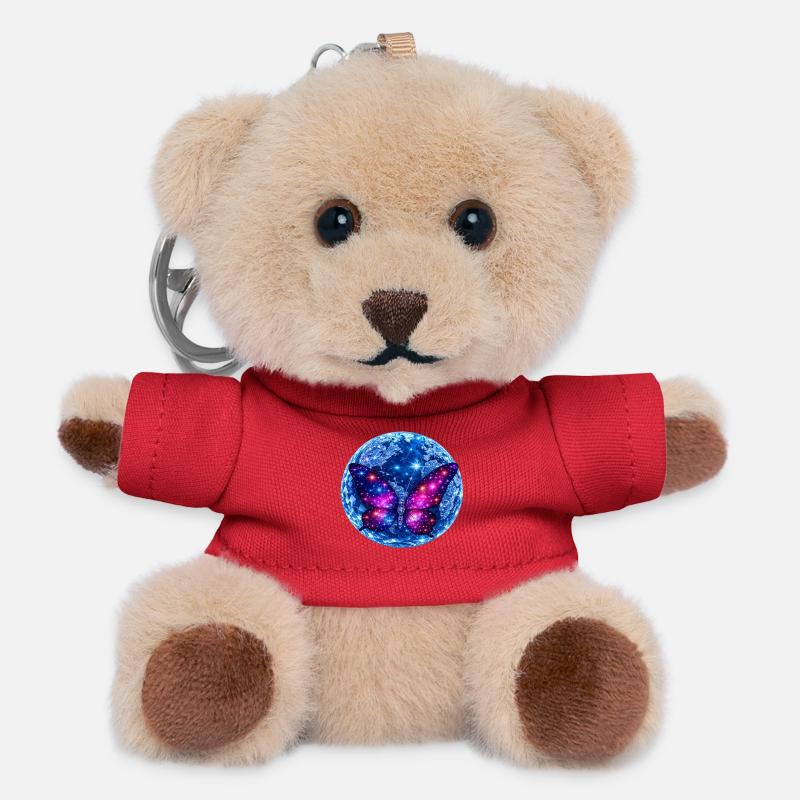 Earth Harmony – Cosmic Butterfly Universe - Teddy Keyring - red