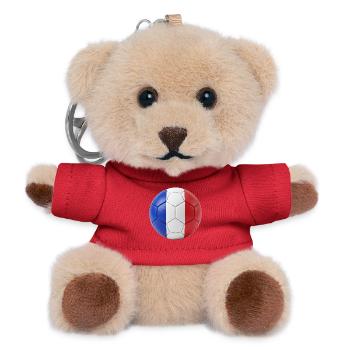 FLAGGE FRANKREICHS AUF EINEM FUSSBALL - Teddy Schlüsselanhänger - Rot - Vorne