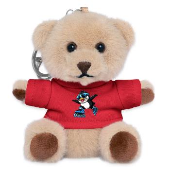 Cool Penguin Inline Skater Funny Comic - Teddy Keyring - red - Front