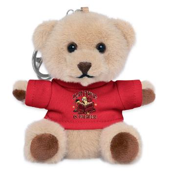 Plot Twist in Progress Bookworm - Teddy Keyring - red - Front