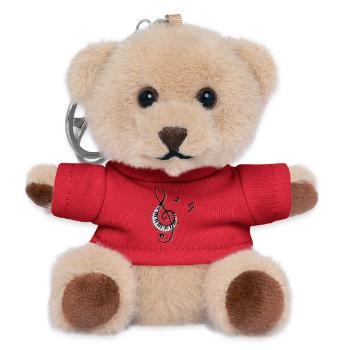 Clef with piano keys and music notes - Teddy Keyring - red - Front